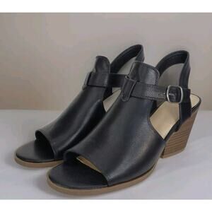 Frye & Co. GAIA ~ Black Leather Heeled Slingback Strappy Sandals ~ Size 9M NWOB